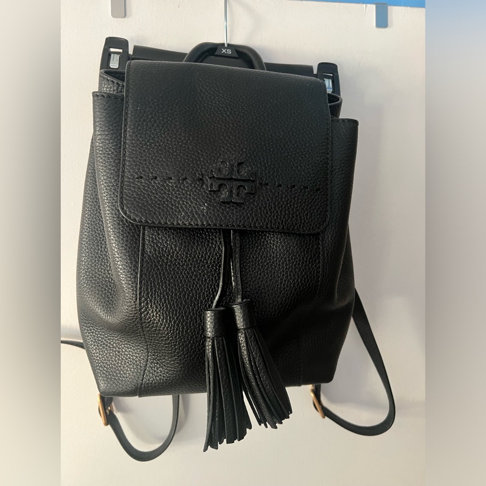 Tory Burch Black leather backpack excellent used condition